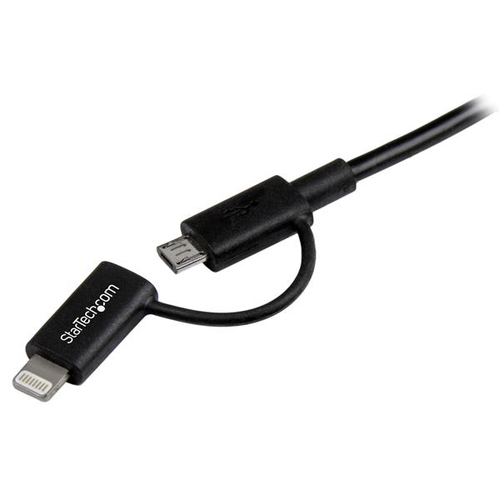 STARTECH.COM 1m Apple Lightning oder Micro USB auf USB Kabel - iPhone iPad iPod Lade- und Sync-Kabel - Schwarz