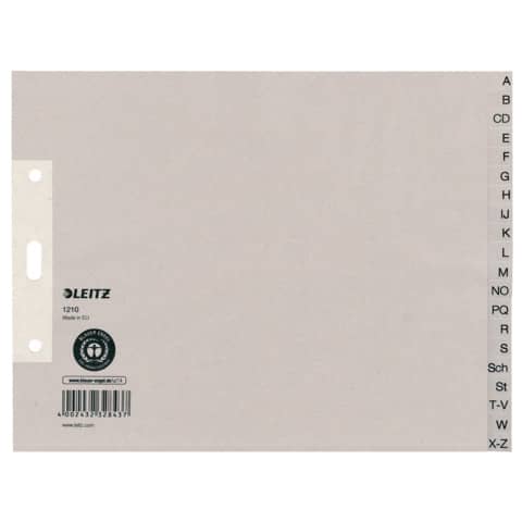 1210 Register - A - Z, Papier, A4 Überbreite, halbe Höhe, 20 Blatt, grau