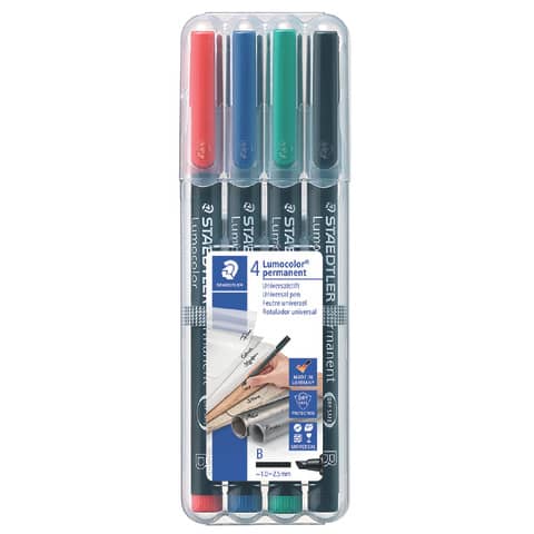 Feinschreiber Universalstift Lumocolor® - permanent, B, 4 Farben