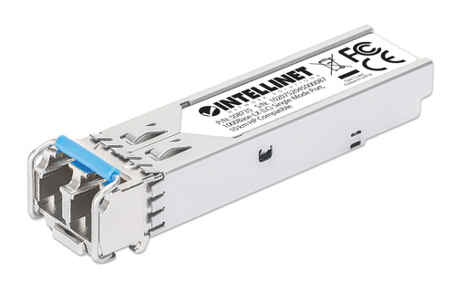 INTELLINET Gigabit SFP-Modul Mini-GBIC Transceiver für LWL-Kabel 1000Base-LX LC Singlemode-Port 10 km HPE-kompatibel silber