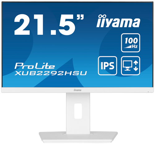 IIYAMA XUB2292HSU-W6 54,61cm 21,5Zoll ETE IPS FHD 100Hz 250cd/m2 0,4ms MPRT Speakers HDMI DP USB 4x 3.2 15cm Height Adj. White