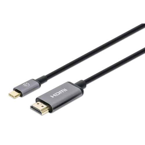 MANHATTAN 4K60Hz USB-C auf HDMI-Adapterkabel USB-C-Stecker auf HDMI-Stecker 2m vergoldete Kontakte schwarz