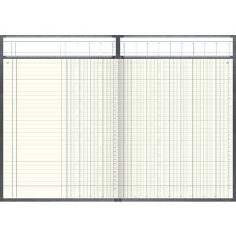 Spaltenbuch Kopfleisten-Ausführung - A4, 13 Spalten, 96 Blatt, Schema über 2 Seite, mit Seitenzahlen
