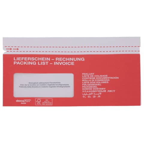 Begleitpapiertaschen mit Aufdruck Lieferschein-Rechnung - Papier, C6/5, weiß/rot, 500 Stück