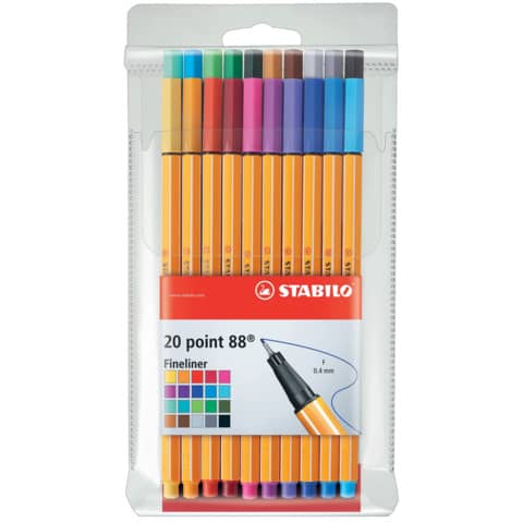 Fineliner - point 88 - 20er Pack - mit 20 verschiedenen Farben