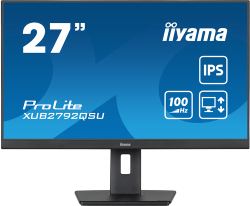 IIYAMA XUB2792QSU-B6 68,58cm 27Zoll ETE IPS-panel 2560x1440 100Hz 0,4ms MPRT FreeSync 15cm height adj. stand Pivot 250cd/m HDMI