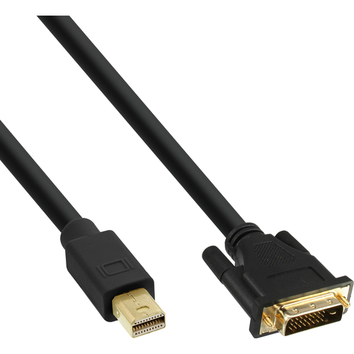 INLINE Mini DisplayPort zu DVI Kabel, Mini DisplayPort Stecker auf DVI-D 24+1 Stecker schwarz/gold 0.5m