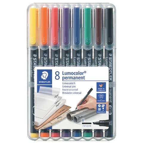 Feinschreiber Universalstift Lumocolor® - permanent, B, 8 Farben