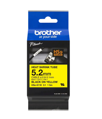 BROTHER Heat Shrink Tube Black on Yellow 5.2mm