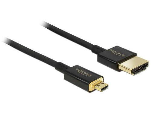DELOCK Kabel High Speed HDMI mit Ethernet - HDMI-A Stecker > HDMI Micro-D Stecker 3D 4K 1,5 m Slim Premium
