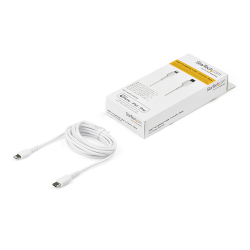 STARTECH.COM USB-C auf Lightning-Kabel 2m Apple Mfi zertifiziert iPhone Ladekabel Aramidfaser weiss RUSBCLTMM2MW