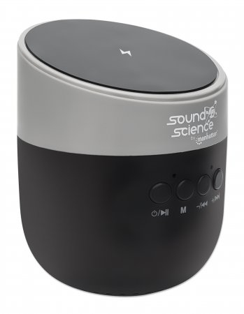 MANHATTAN Sound Science Bluetooth-Lautsprecher mit Induktionsladepad bis zu 5W 5V/1A Bedienelemente MicroSD-Slot schwarz/anthrazit