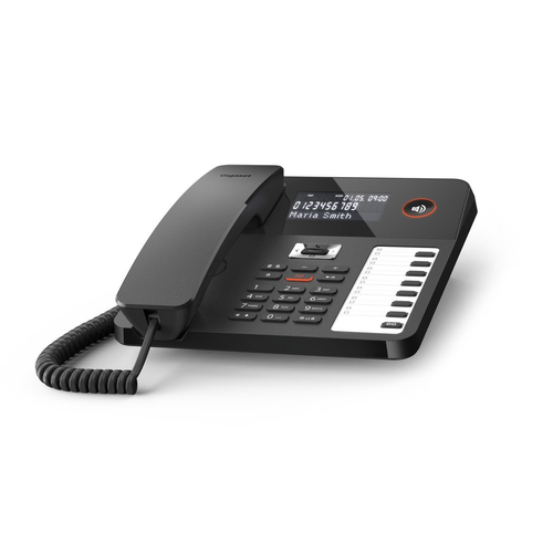 GIGASET DESK 800A schwarz schnurgebundenes Tisch- und Wandtelefon mit Anrufbeantworter LCD Display 7 Direktwahltasten Hörgerätekomp.