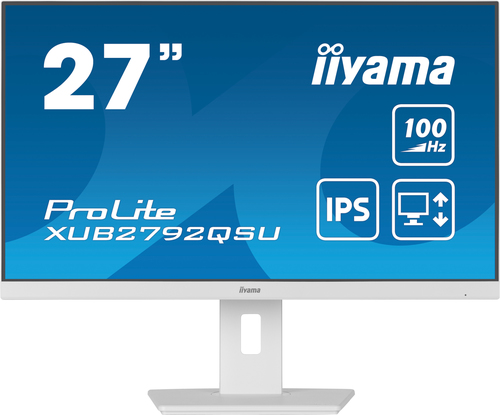 IIYAMA XUB2792QSU-W6 68,58cm 27Zoll ETE IPS 2560x1440 100Hz 250cd/m2 0,4ms Speakers HDMI DP USB 4x3.2 White FreeSync 15cm Height