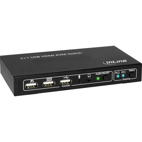 INLINE KVM Desktop Switch 2-fach HDMI 4K2K USB 2.0 Hub mit Audio