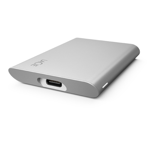 LACIE Portable SSD USB-C 1TB externe tragbare Festplatte mit Rescue Service Moon Silver