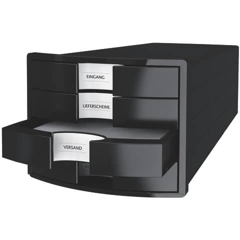 Schubladenbox IMPULS - A4/C4, 4 geschlossene Schubladen, schwarz